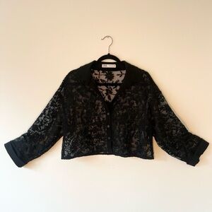 Zara Black Floral Lace Cropped Blouse